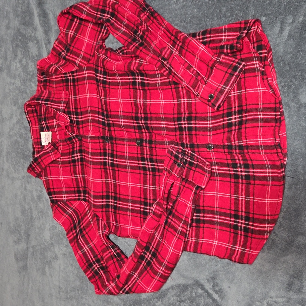 Faded Glory Red Plaid Flannel Shirt
